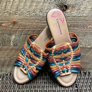 Comfortiva Women’s Felida Slide On Sandals Natural Gold Multi Size 8 Wide